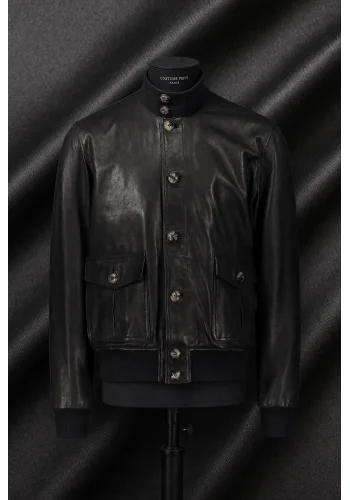 Blouson Cuir noir A1 Cary — sur mesure — Costume Privé Paris