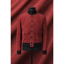 Blouson Suède rouge A1 Cary — sur mesure — Costume Privé Paris