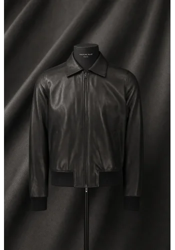 Blouson Cuir Noir A2 John — sur mesure — Costume Privé Paris