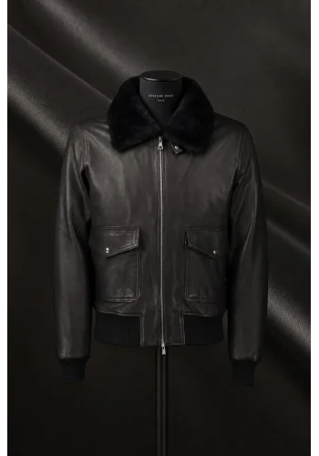 Blouson Cuir Noir G1 Paul — sur mesure — Costume Privé Paris