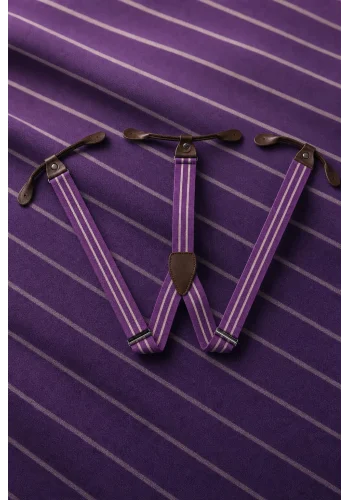 Bretelles violettes rayures — sur mesure — Costume Privé Paris