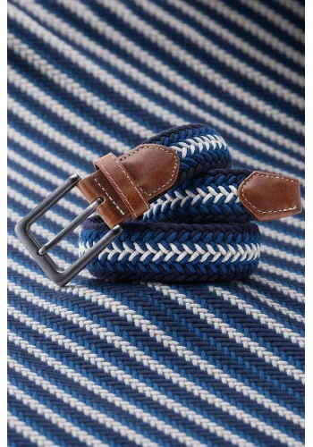 Ceinture Tressée tricolore bleu — sur mesure — Costume Privé Paris