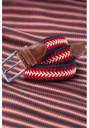 Ceinture Tressée tricolore rouge — sur mesure — Costume Privé Paris