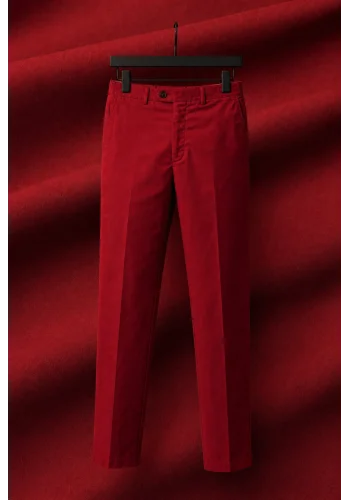 Pantalon chino rouge rubis — sur mesure — Costume Privé Paris