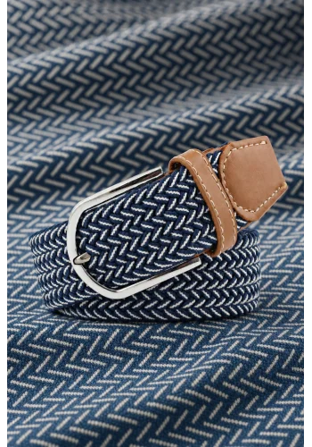 Ceinture Tressée bicolore Bleu Blanc — sur mesure — Costume Privé Paris