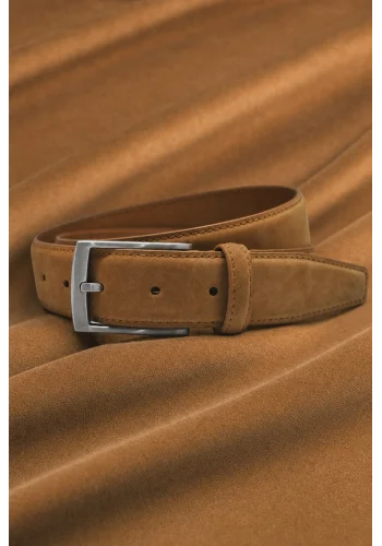 Ceinture en Nubuck camel — sur mesure — Costume Privé Paris