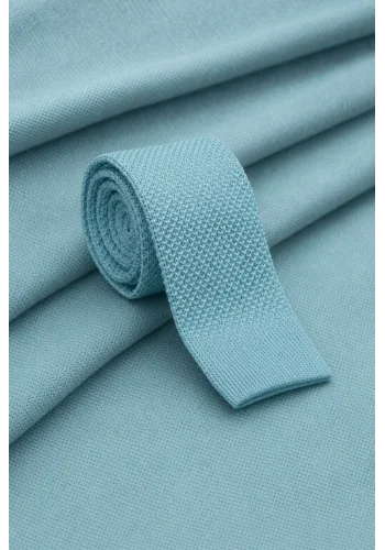 Cravate Tricot bleu céladon — sur mesure — Costume Privé Paris