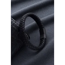 Bracelet tressé Cuir Noir — sur mesure — Costume Privé Paris