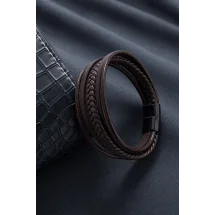 Bracelet triple Cuir Marron — sur mesure — Costume Privé Paris
