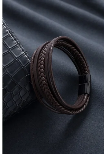 Bracelet triple Cuir Marron — sur mesure — Costume Privé Paris