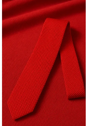Cravate Tricot Rouge Vif — sur mesure — Costume Privé Paris