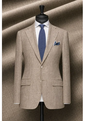 Blazer beige tweed été — sur mesure — Costume Privé Paris