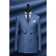 Blazer bleu clair croisé — sur mesure — Costume Privé Paris