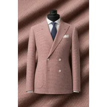 Blazer Rouge Croisé Pied de Poule — sur mesure — Costume Privé Paris