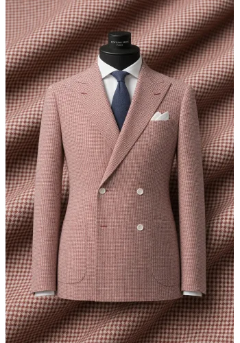 Blazer Rouge Croisé Pied de Poule — sur mesure — Costume Privé Paris