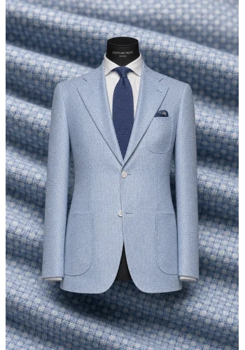 Blazer bleu ciel caviar — sur mesure — Costume Privé Paris