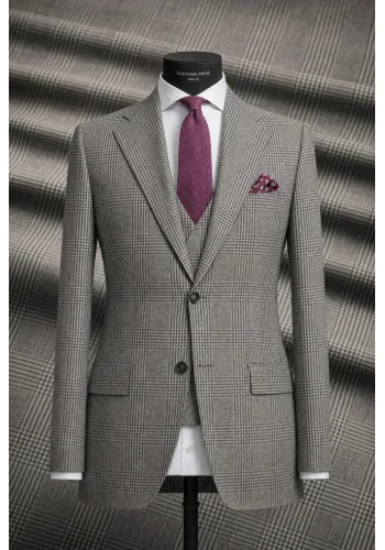 Costume Cérémonie Gris Prince de Galles — sur mesure — Costume Privé Paris