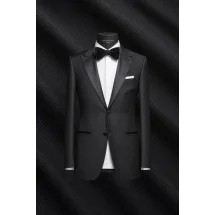 Smoking Noir cran aigu — sur mesure — Costume Privé Paris