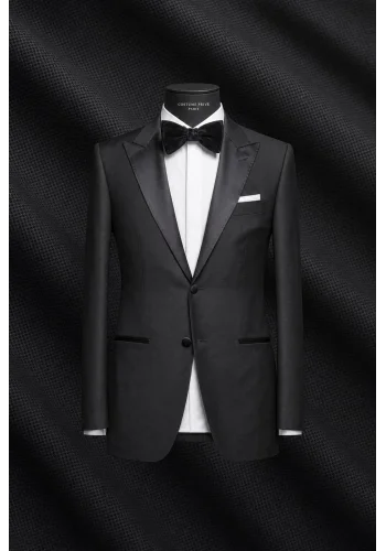Smoking Noir cran aigu — sur mesure — Costume Privé Paris