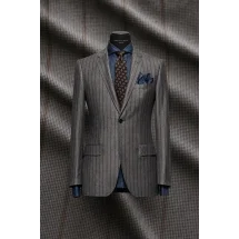 Costume Gris rayures marron — sur mesure — Costume Privé Paris