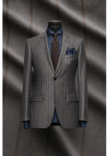 Costume Gris rayures marron — sur mesure — Costume Privé Paris