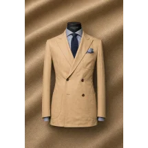 Blazer Beige Sable Croisé — sur mesure — Costume Privé Paris