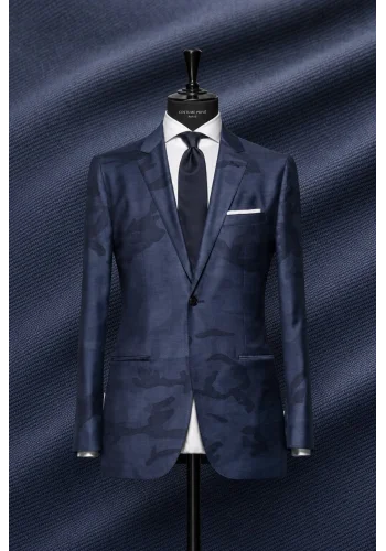 Blazer Bleu Camouflage — sur mesure — Costume Privé Paris