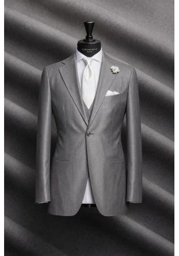 Costume Gris argent 3 pièces — sur mesure — Costume Privé Paris