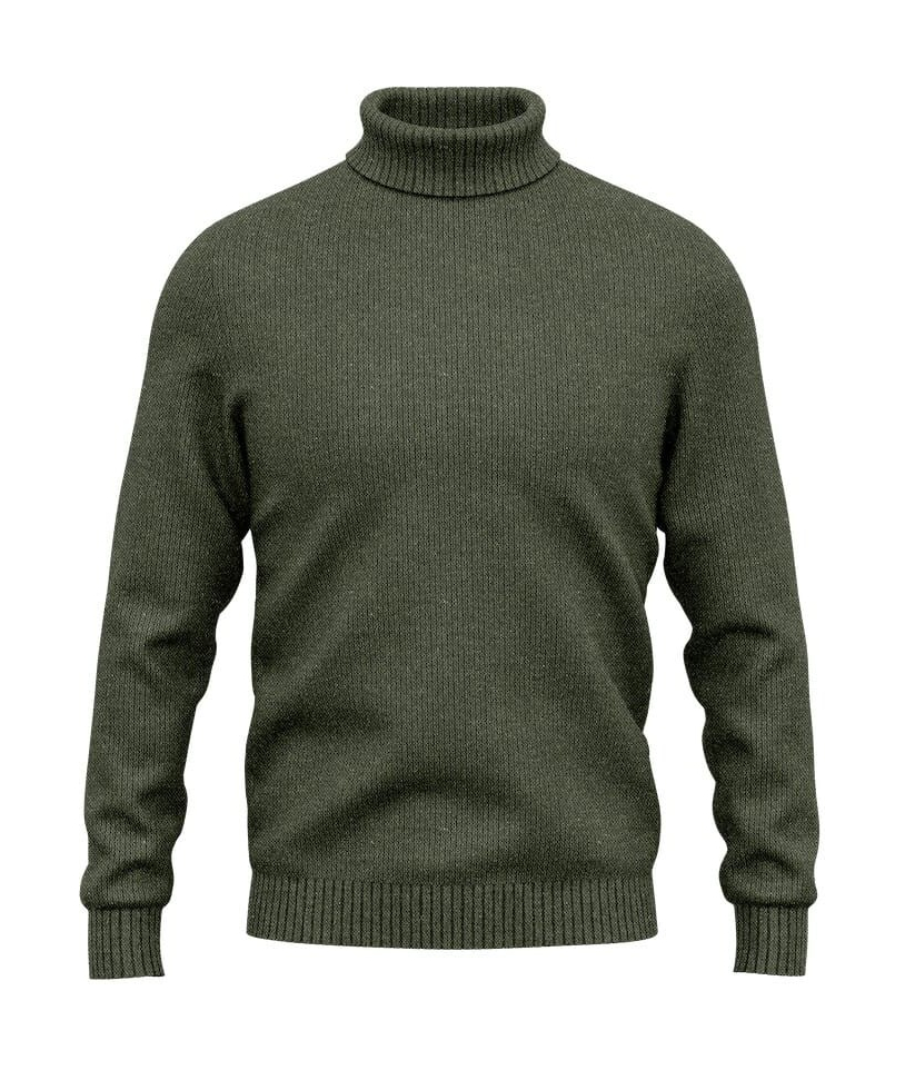 Pull col roulé vert olive