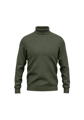 Pull col roulé vert olive