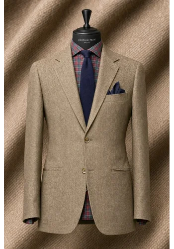 Blazer Marron Chevrons — sur mesure — Costume Privé Paris