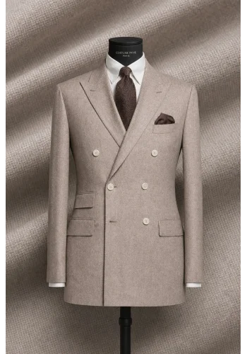 Blazer Beige Flanelle — sur mesure — Costume Privé Paris