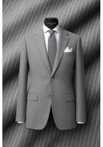 Costume Gris clair Flanelle Rayures — sur mesure — Costume Privé Paris