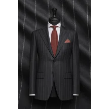 Costume Gris Flanelle Rayures craie — sur mesure — Costume Privé Paris