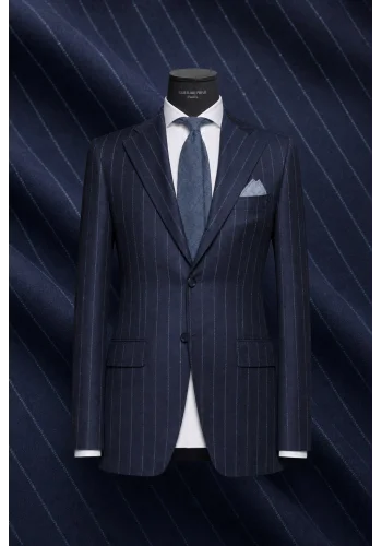 Costume Bleu Flanelle Rayures — sur mesure — Costume Privé Paris