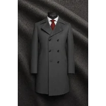 Manteau Caban Gris anthracite Laine & Cachemire — sur mesure — Costume Privé Paris