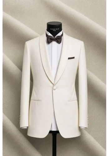 Smoking Blanc col châle — sur mesure — Costume Privé Paris