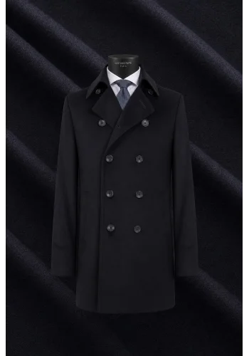 Manteau Caban Bleu navy Cachemire — sur mesure — Costume Privé Paris