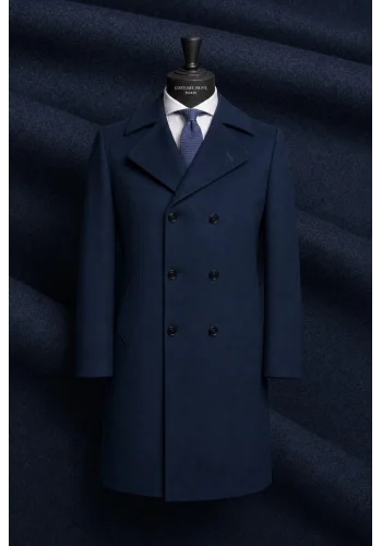 Manteau Caban Bleu Intense Laine & Cachemire — sur mesure — Costume Privé Paris