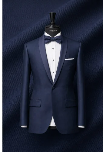 Smoking Bleu intense col châle — sur mesure — Costume Privé Paris