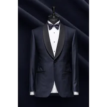 Smoking Bleu nuit col châle — sur mesure — Costume Privé Paris