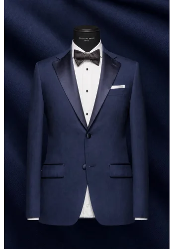 Smoking Bleu moyen — sur mesure — Costume Privé Paris