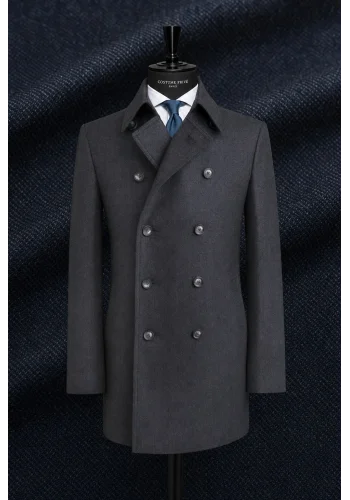 Manteau Caban Bleu Denim — sur mesure — Costume Privé Paris
