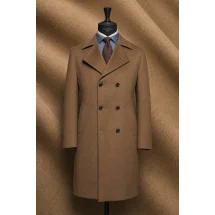 Manteau Caban Camel Laine & Cachemire — sur mesure — Costume Privé Paris