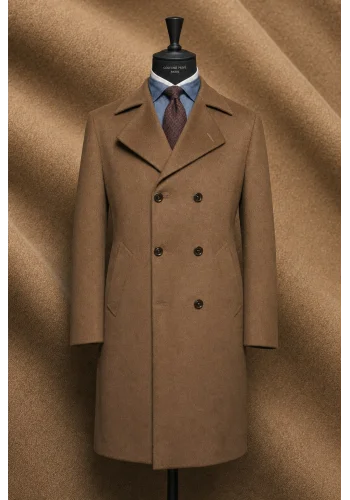 Manteau Caban Camel Laine & Cachemire — sur mesure — Costume Privé Paris