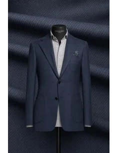 Blazer Bleu nuit natté laine & cachemire