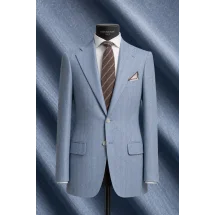 Blazer Bleu Clair Chevrons — sur mesure — Costume Privé Paris