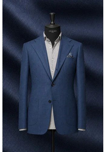 Blazer Bleu natté — sur mesure — Costume Privé Paris