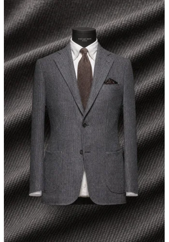 Blazer Gris Bouclé — sur mesure — Costume Privé Paris