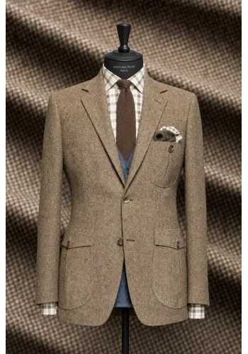 Blazer Marron Tweed — sur mesure — Costume Privé Paris